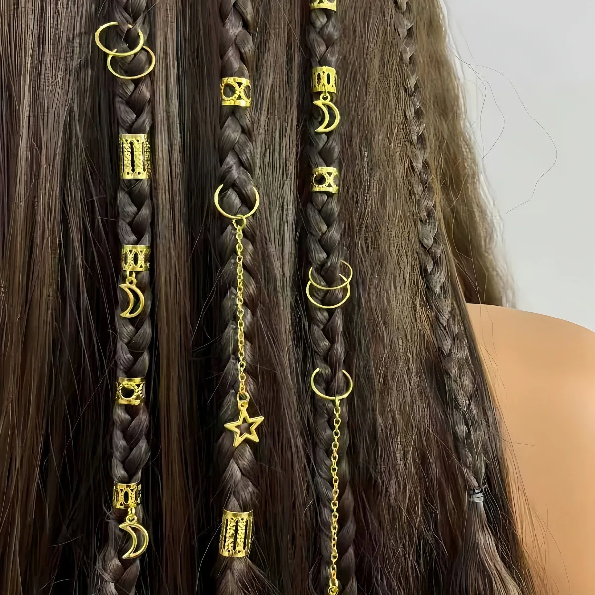 

Hot Sale 35Pcs Moon Star Hollow Dreadlock Hair Cuffs Braid Extension Rings for Women Girls DIY Gift Supply