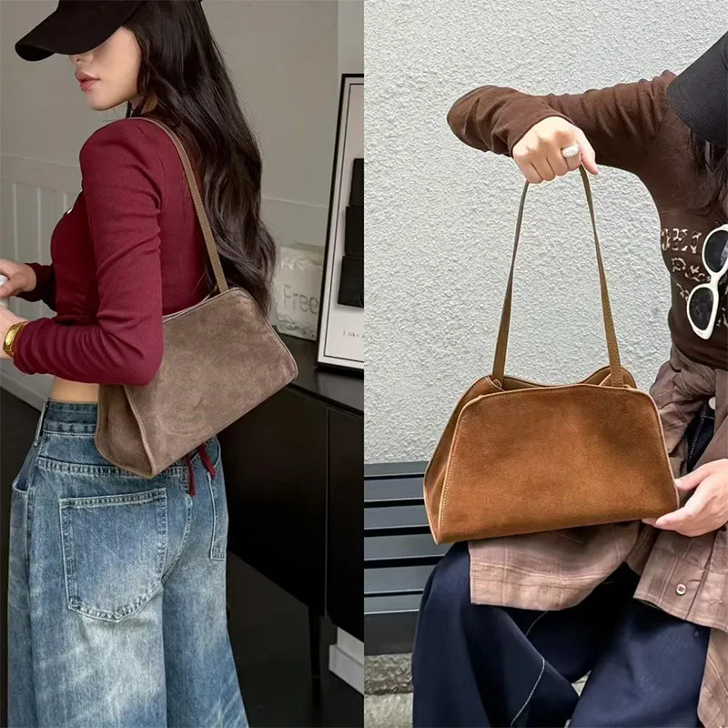 

Simple Suede Frosted Shoulder Bag Luxury Designer Handbags Fashion Retro Casual Bag Versatile Solid Color Hot Sell Commuter Bags