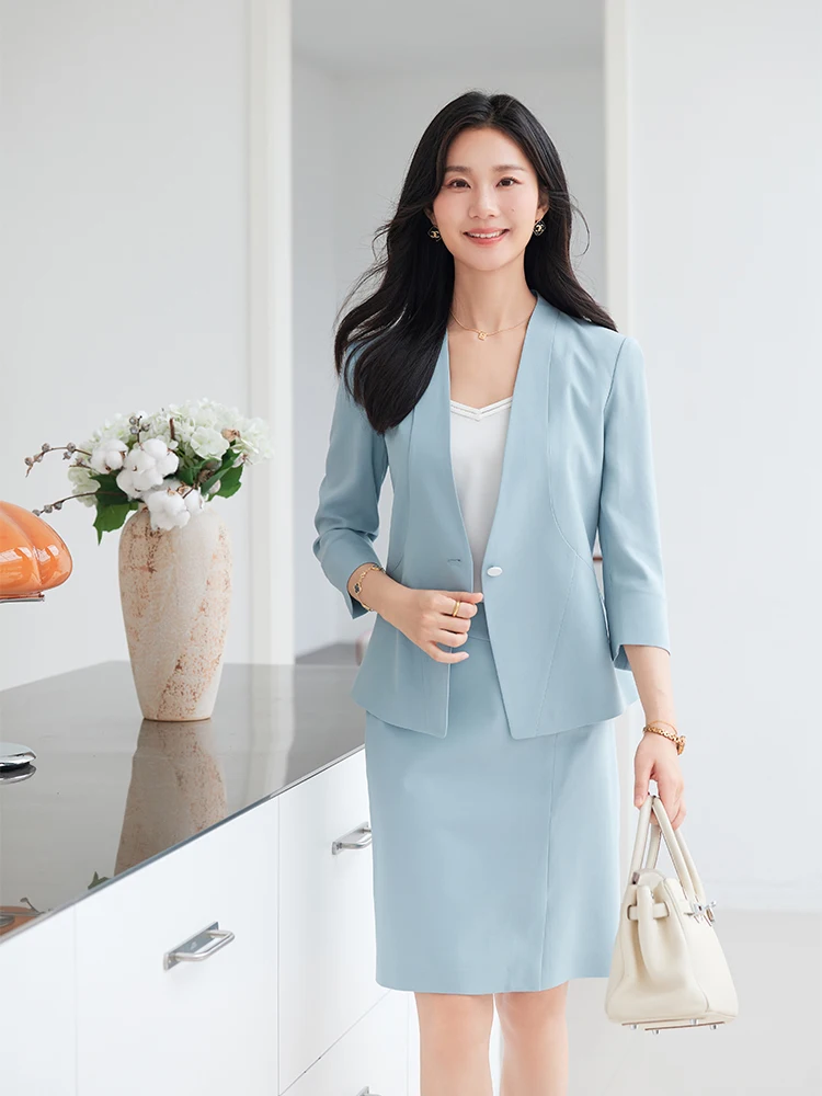 

Летний женский костюм Diisia из ацетата, приталенный, модный, профессиональный, с V-образным вырезом, тонкий, китайского производства