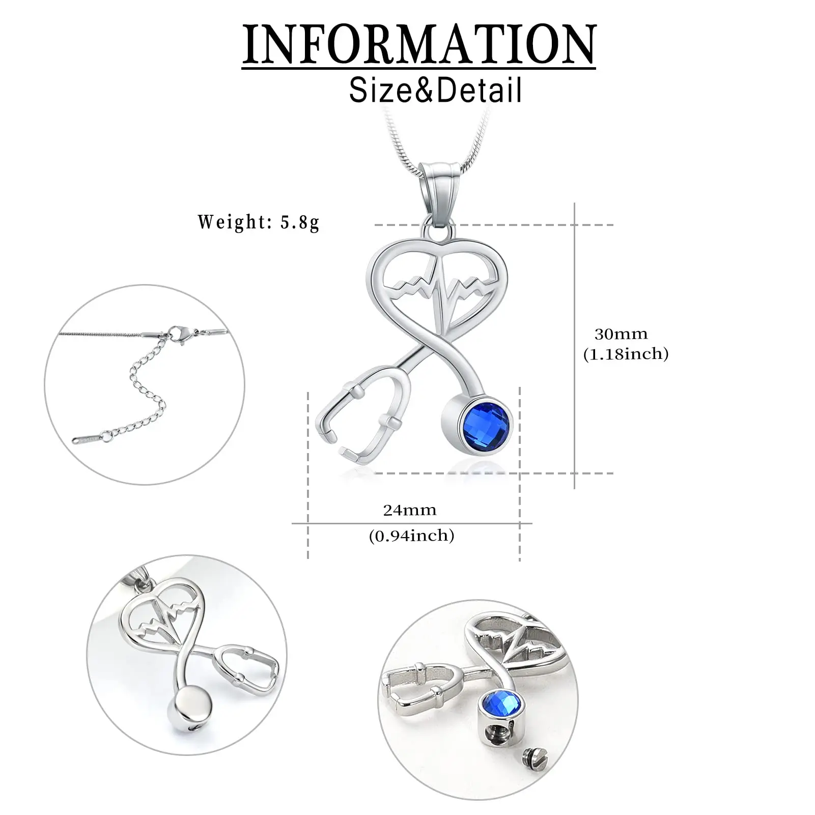 Cremation Jewelry Stethoscope Urn Necklace for Ashe Memory Keepsake  Doctor Nurse Funeral Memorial Locket Gift for Women Men