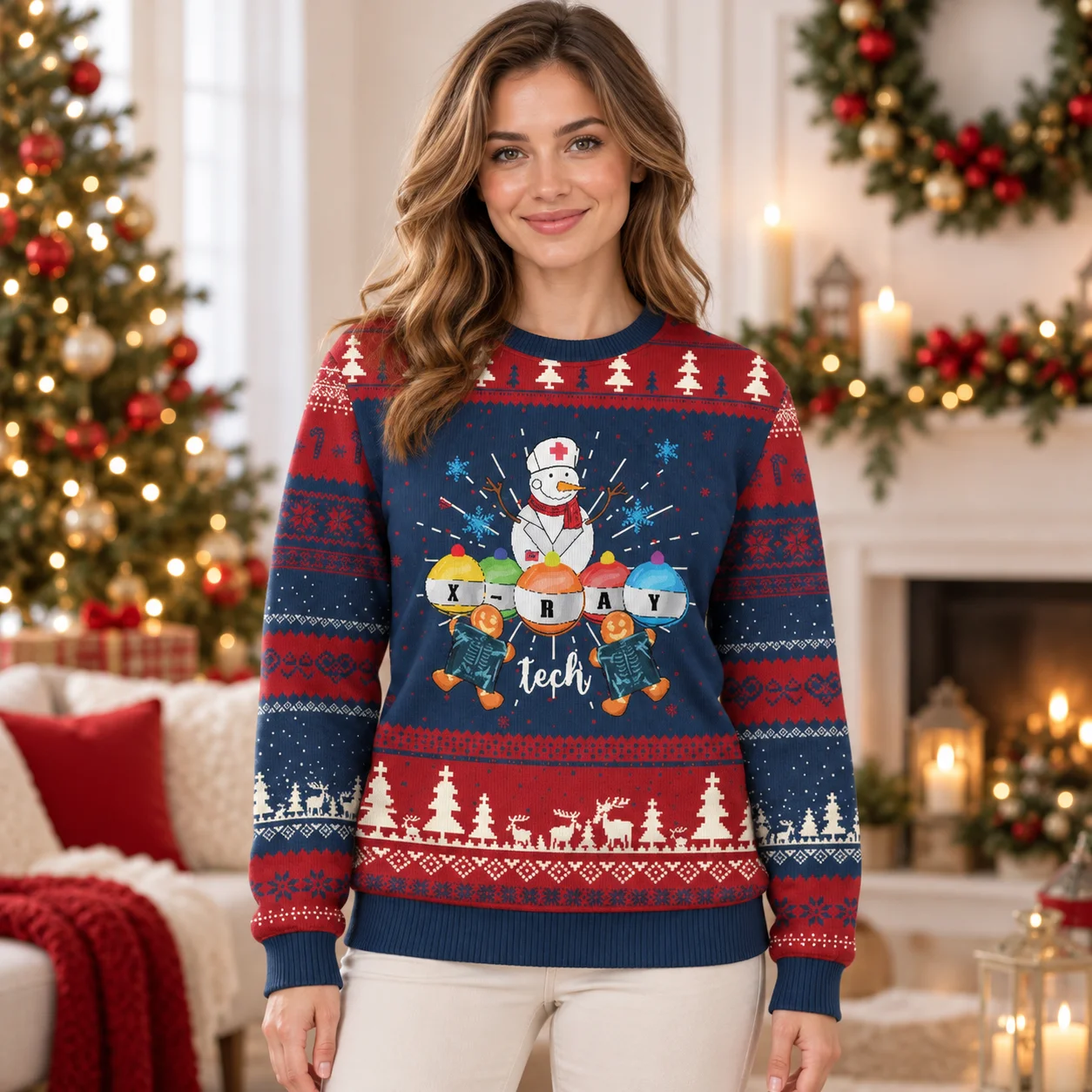 2027 Celebrate Christmas at the Clinic in Printed Sweaters An Ugly Christmas Sweater with Medical and Dental Inspired Graphics