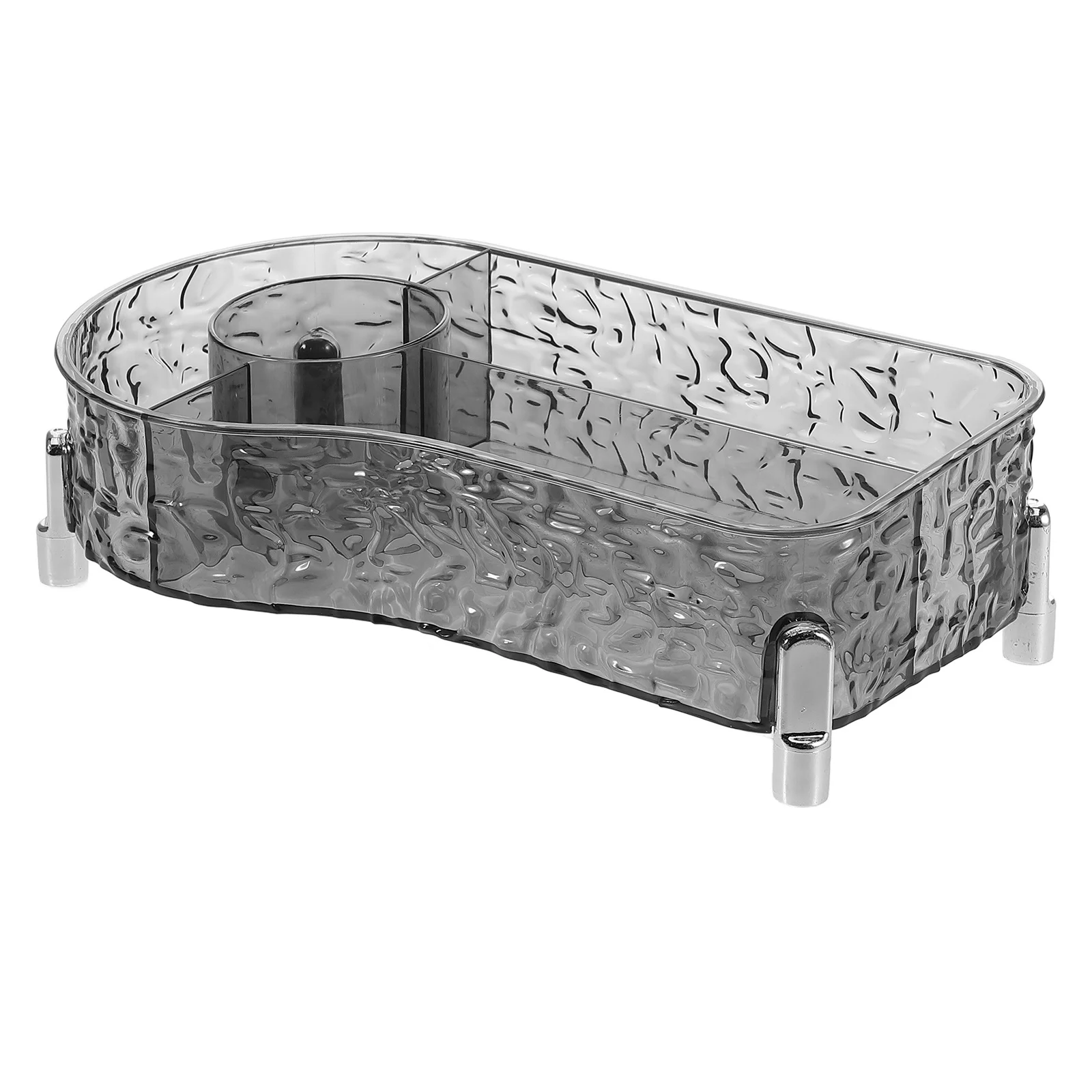 

Clear Plastic Makeup Organizer 4 Compartments Transparent Desktop Storage Box Cosmetics Brushes Vanity Bathroom Countertop