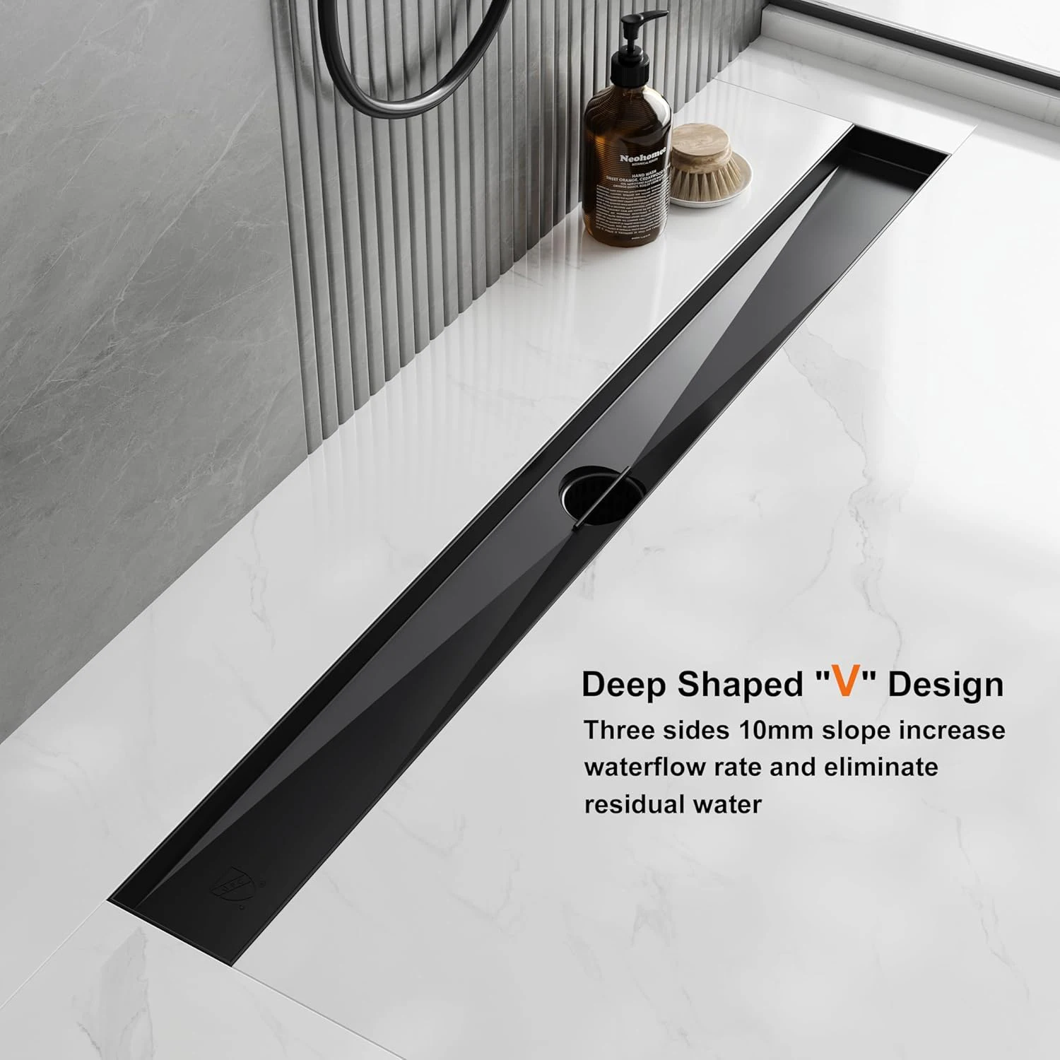 US Warehouse 24 Inch Black Linear Shower Drain 304 Stainless Steel CUPC Certified Dropship Friendly