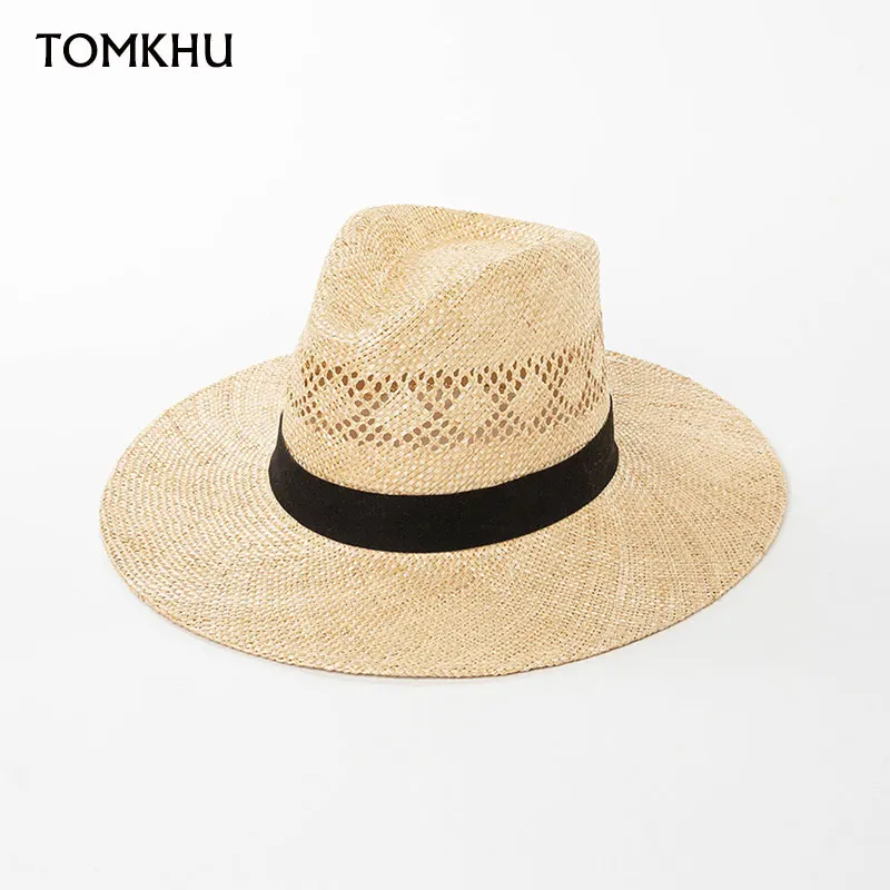 2025 Summer Fashion Handmade High Top Panama Jazz Hat For Women's Sisal Grass Outdoor Travel Sunshade Hat Designer High Quality