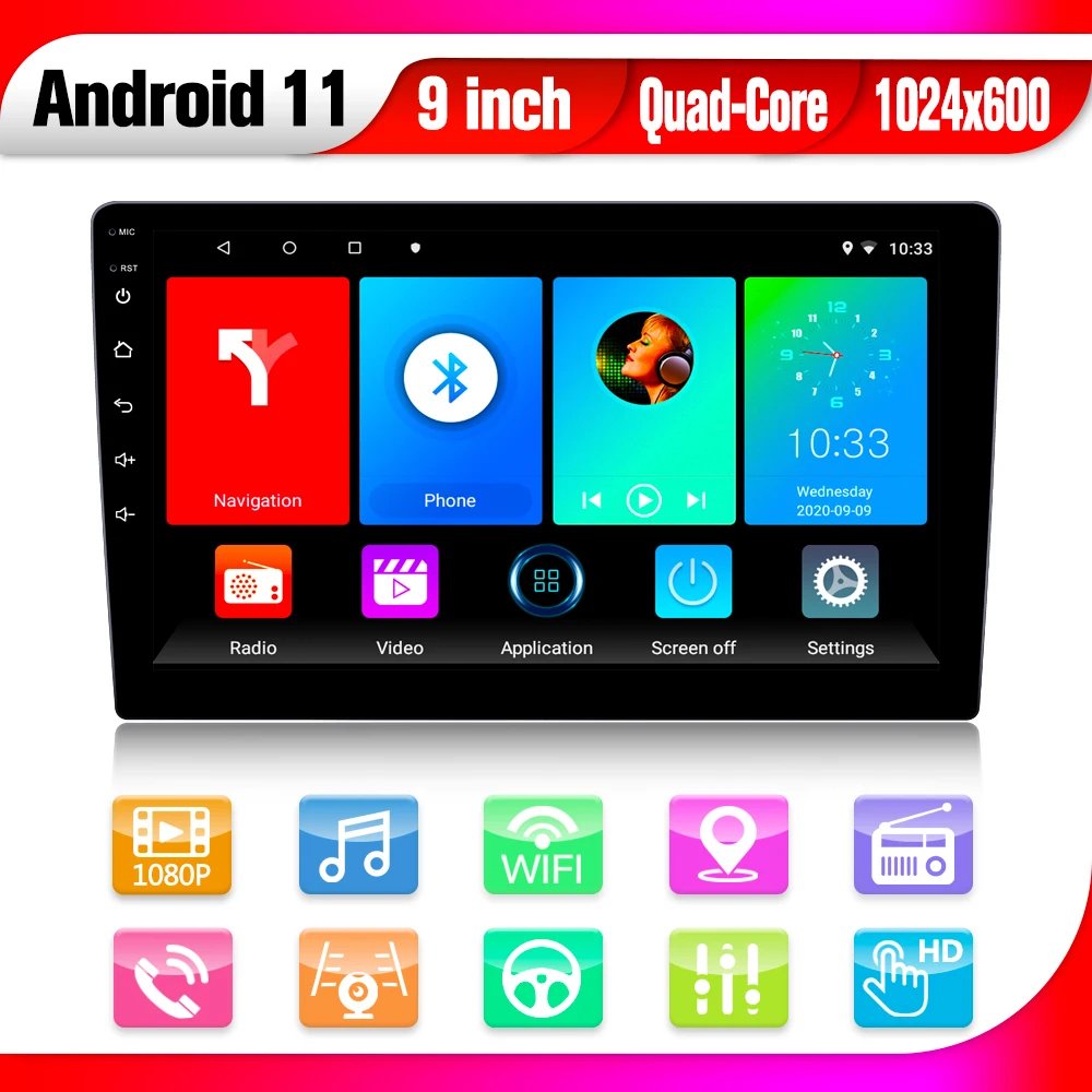 Universal 1 Din 2 Din 7'' 9'' 10'' IPS Touch Screen GPS Wifi Rear Camera Android Car DVD Radio Android 10 MP5 Player