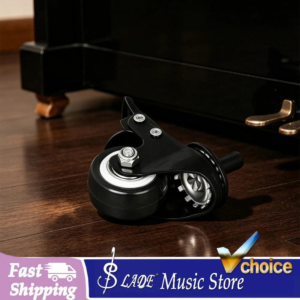 Piano Caster Wheel with Brake for Upright Piano Heavy Duty Single Wheel Replacement with PU Silent Tire Non-Slip Floor Protector