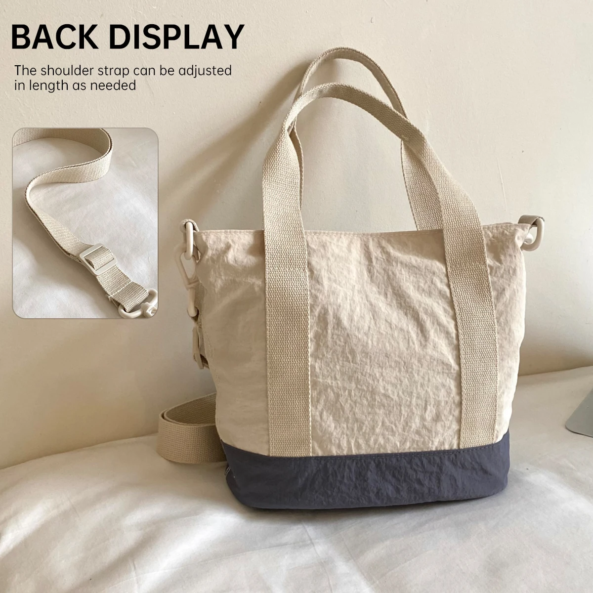 Cross-Border New Style Contrasting Color Casual Retro Commuter Lightweight Waterproof Shoulder Crossbody Bag Simple Versatile Tote Bag