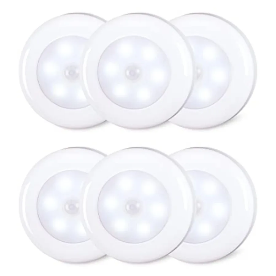 

6 Pack 2.8" Motion Sensor Lights Indoor AAA Battery Operated, Stick on LED Puck Light for Stairs, Under Cabinet, Closet
