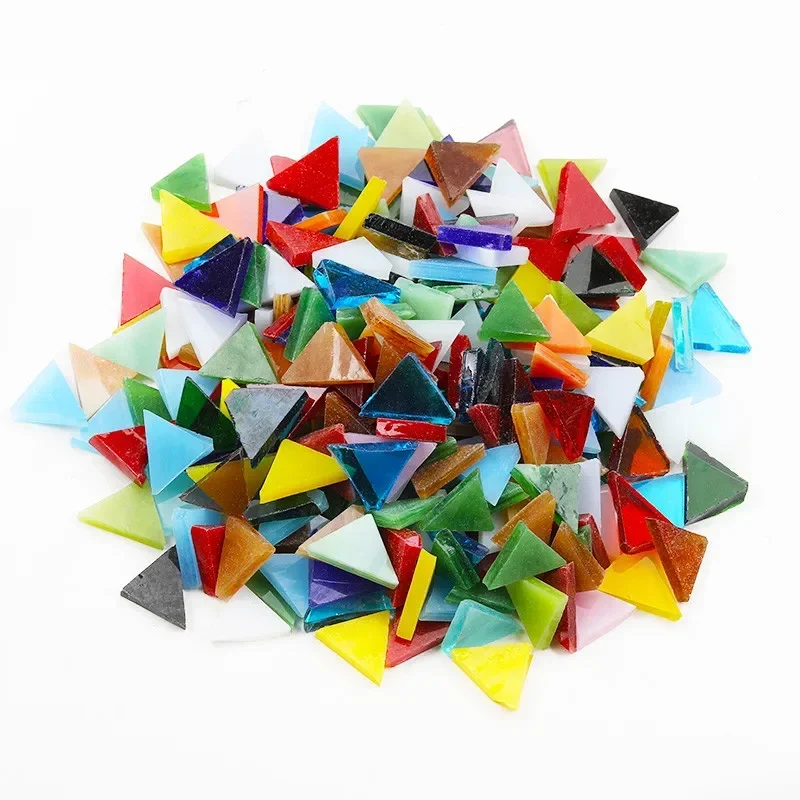 170pcs(100g/3.52oz) Mica Mosaic Tiles Mixed Color Triangle Glass Tile Beautiful Colored DIY Mosaic Crafts Making Materials