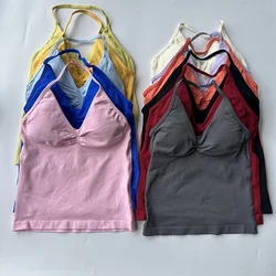 Impact Sports Yoga Vest Women's Fitness Yoga Top Gym Clothes Workout Backless Scrunch Built-in Bra With Cups Tops