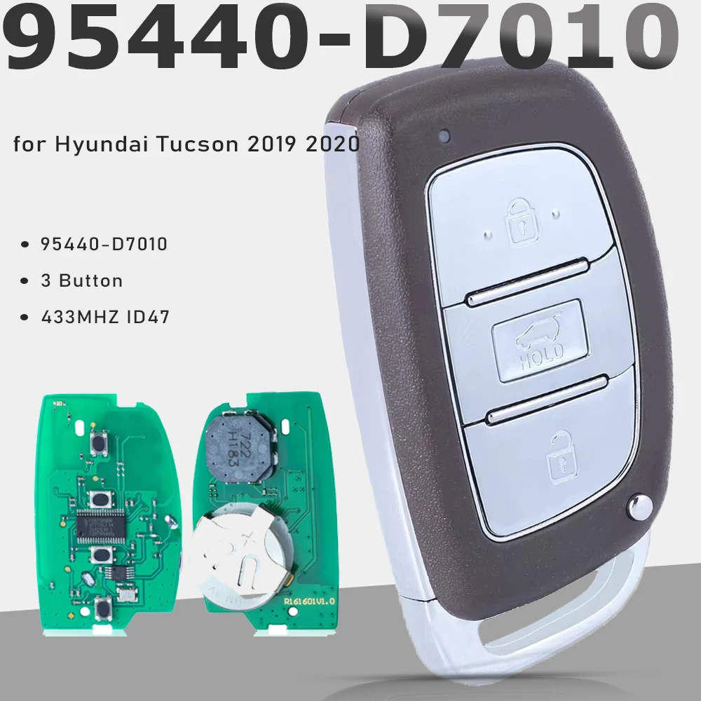 

KEYECU P/N: 95440-D7010 3 кнопки 433 МГц ID47 чип для Hyundai Tucson 2019 2020 ключи умный пульт дистанционного управления автомобильный брелок