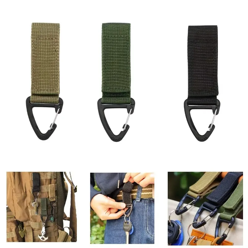 1/2/3Pcs Taktische Hängende Schlüssel Haken Clip Clamp Schnalle Nylon Gurtband Molle Gürtel Karabiner Outdoor Strap klettern Zubehör