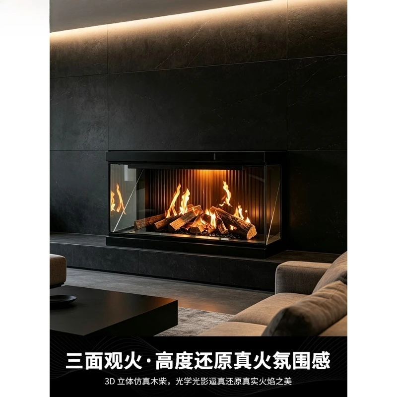 Holographic fireplace simulation flame living room electronic screen interior embedded French decorative cabinet