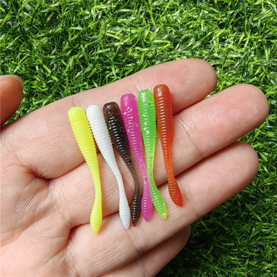 MUKUN 20PCS Mini Soft Fishing Lure 0.2g/38mm Small Silicone Bait Isca Artificial Jig Wobbler Soft Worm Carp Fishing Tackle