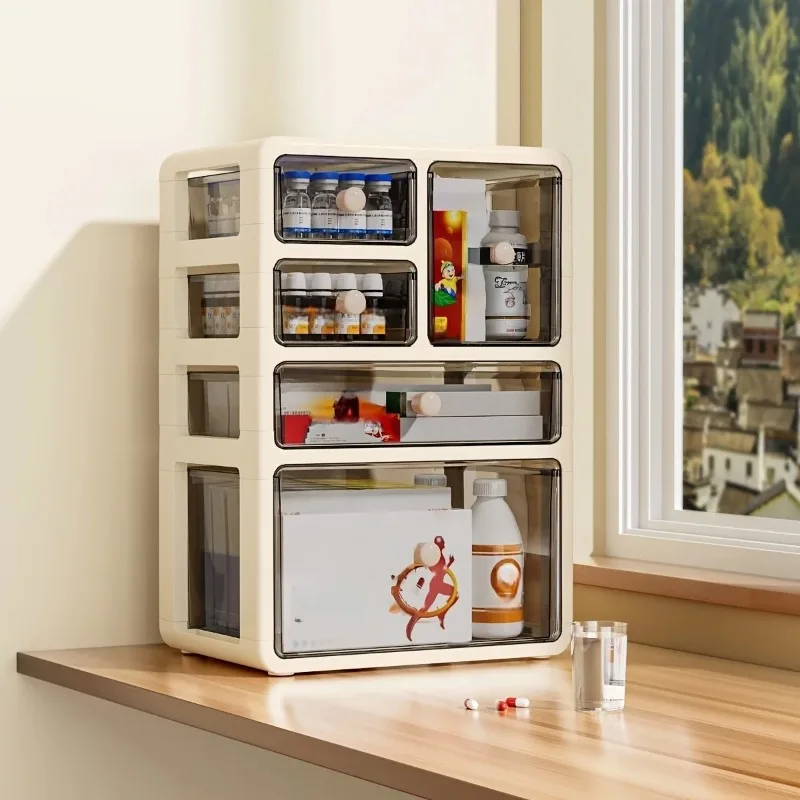 Multi-Layer Drawer Type Medicine Storage Cabinet - Dustproof Moisture-Proof Stackable PP  Box