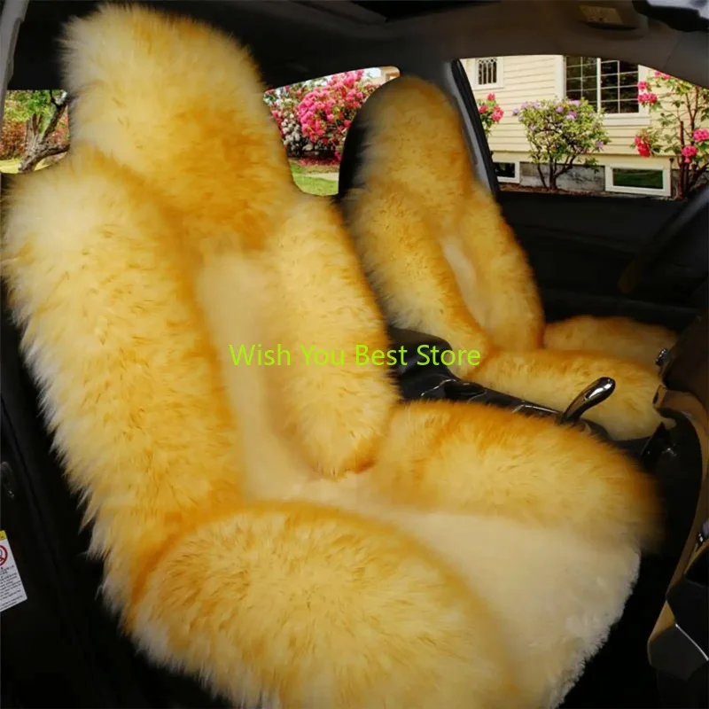 Universal Car Winter Wool Warm Front Seat Cover Luxury High Quality Fur Seat Cushion Auto Interior Accessories NEW