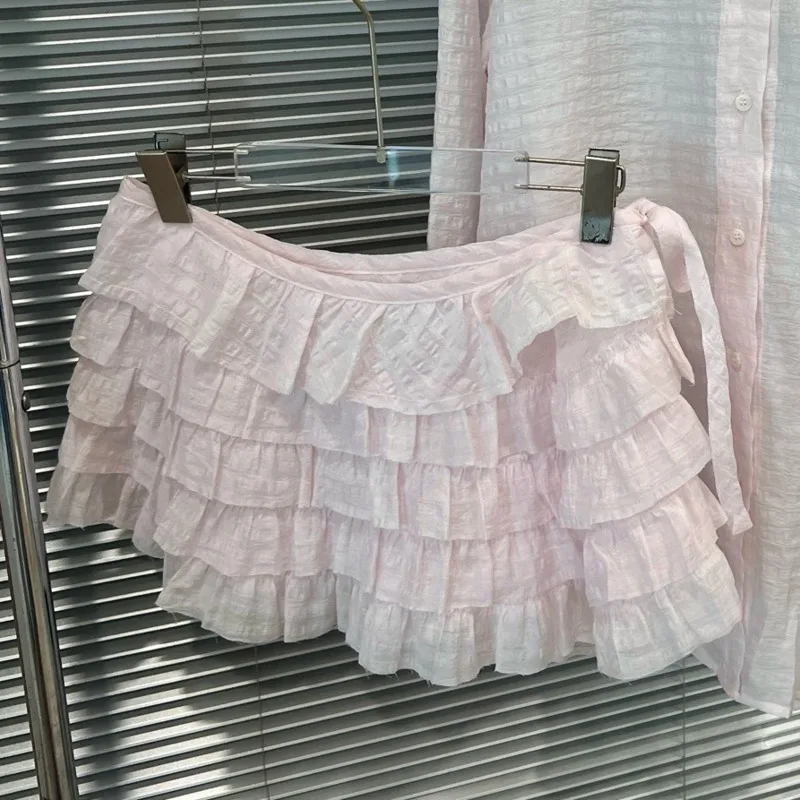 HKSH Summer New Women's Elegant Sweet Sheer Sunproof Long Sleeve Thin Shirt Trendy Layed Pleated Mini Skirt Two-piece Set HK7657