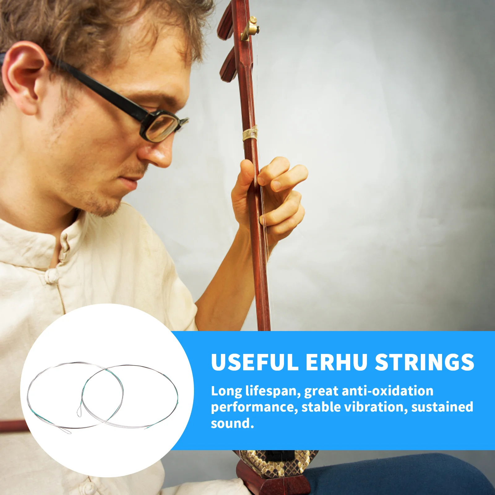 

2Pcs Erhu Strings Full Set Durable Metal Replacement Excellent Sound Quality Erhu Accessories Music Supplies Assorted Color