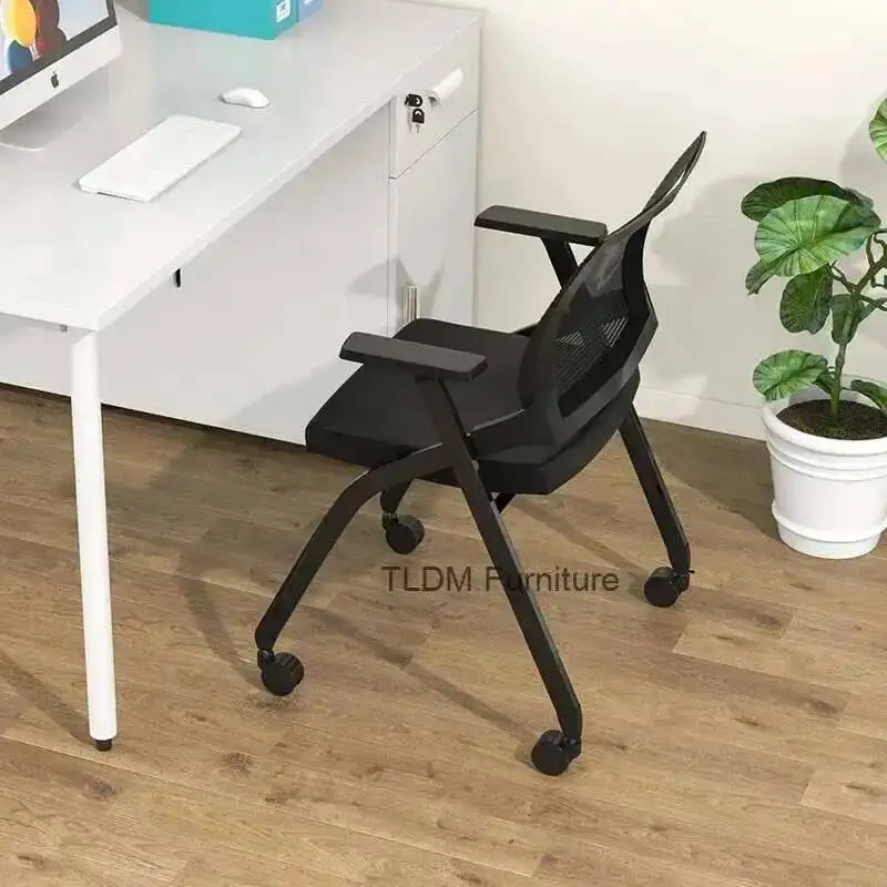 Armchair Computer Home Chair Folding Office Sitting Chair Wheels Comfortable Conference Training Office Dormitory Furniture