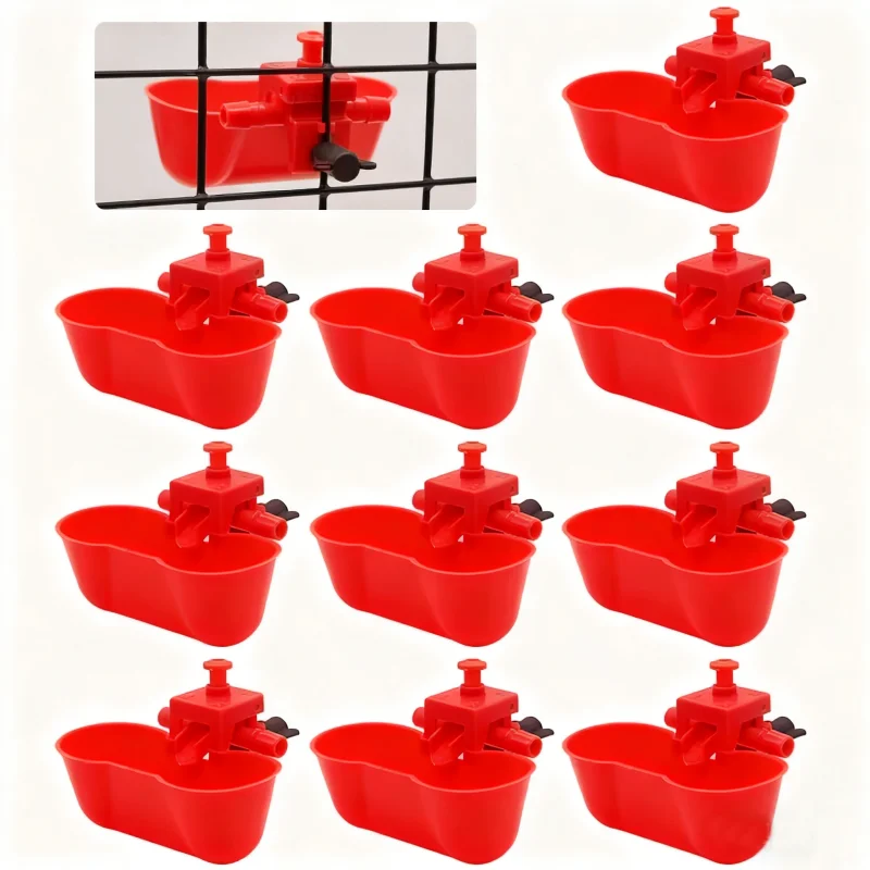 Bebedero para pollos, tazón de alimentación de agua para palomas, codorniz, gallinero automático para pájaros, vasos dobles con tornillos, alimentador para aves de corral, 10/20 piezas