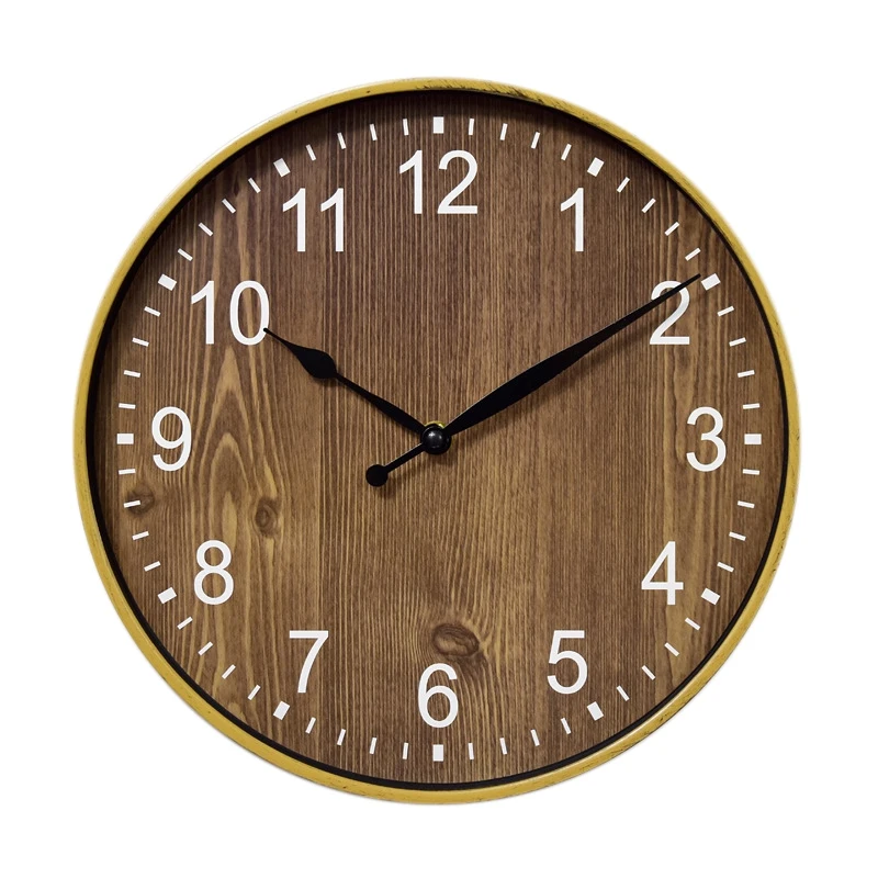 Silent Wood Grain Wall Clock, 3D Retro Wall Clock For Fashion/Living Room Decoration, 12 Inches