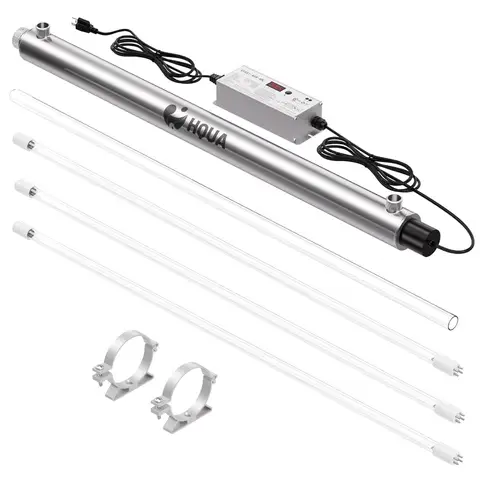 Whole House Ultraviolet Water Purifier Filter 120V 40W 12GPM with 2 Extra UV Bulbs 365-Day Lamp Life Ballast for Home Use in Wh