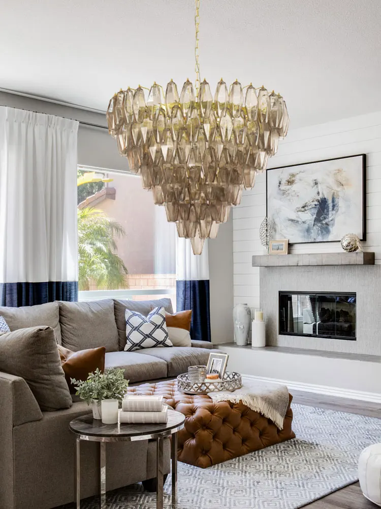 French Colorized Glass Art Dimmable Led Ceiling Chandeliers Lustre Suspension Luminaire Lampen Hanging Light For Living Room