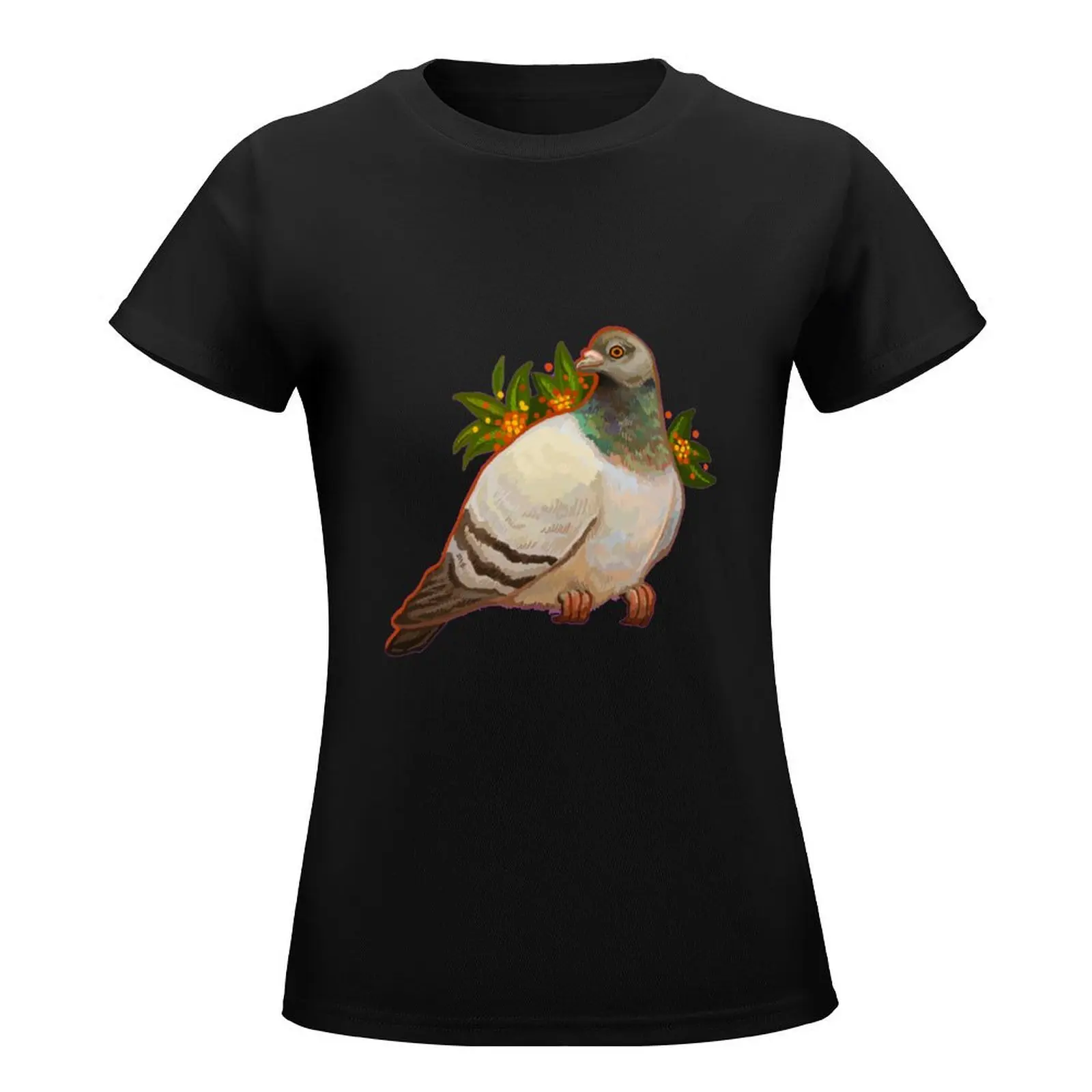 flower pigeon 1 T-Shirt vintage clothes Aesthetic clothing summer tops Blouse oversized workout shirts for Women