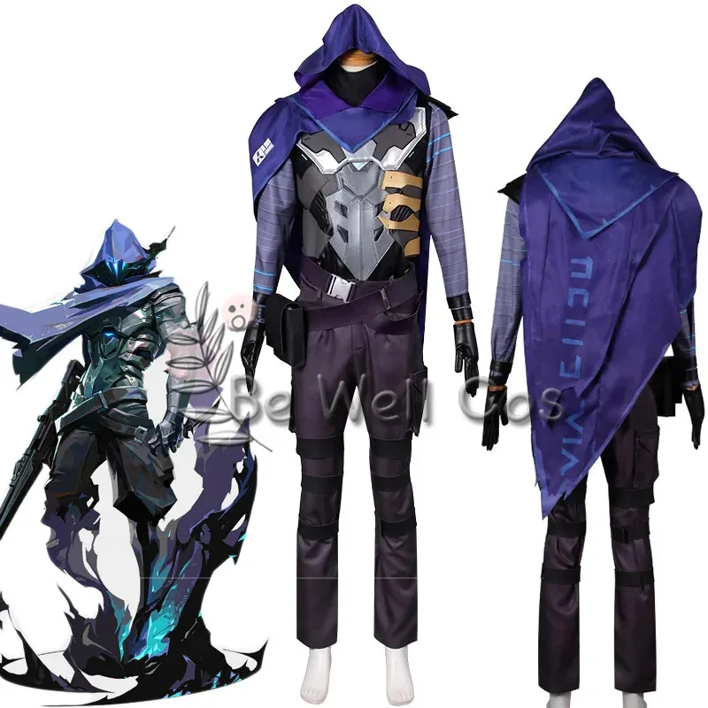 

Game Valorant Cosplay Omen Cosplay Cloak Glove Combat Uniform Adult costume men Roleplay Outfits male Halloween Party Custom
