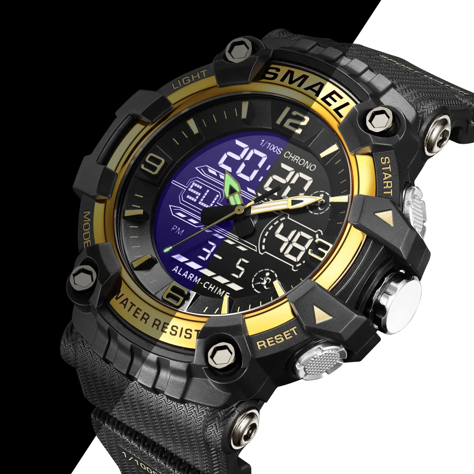 SMAEL-ساعة يد كوارتز مضادة للماء للرجال ، ساعات رياضية ، ساعة منبه رياضية ، ماركة أصلية ، 8089 ، 50 متر