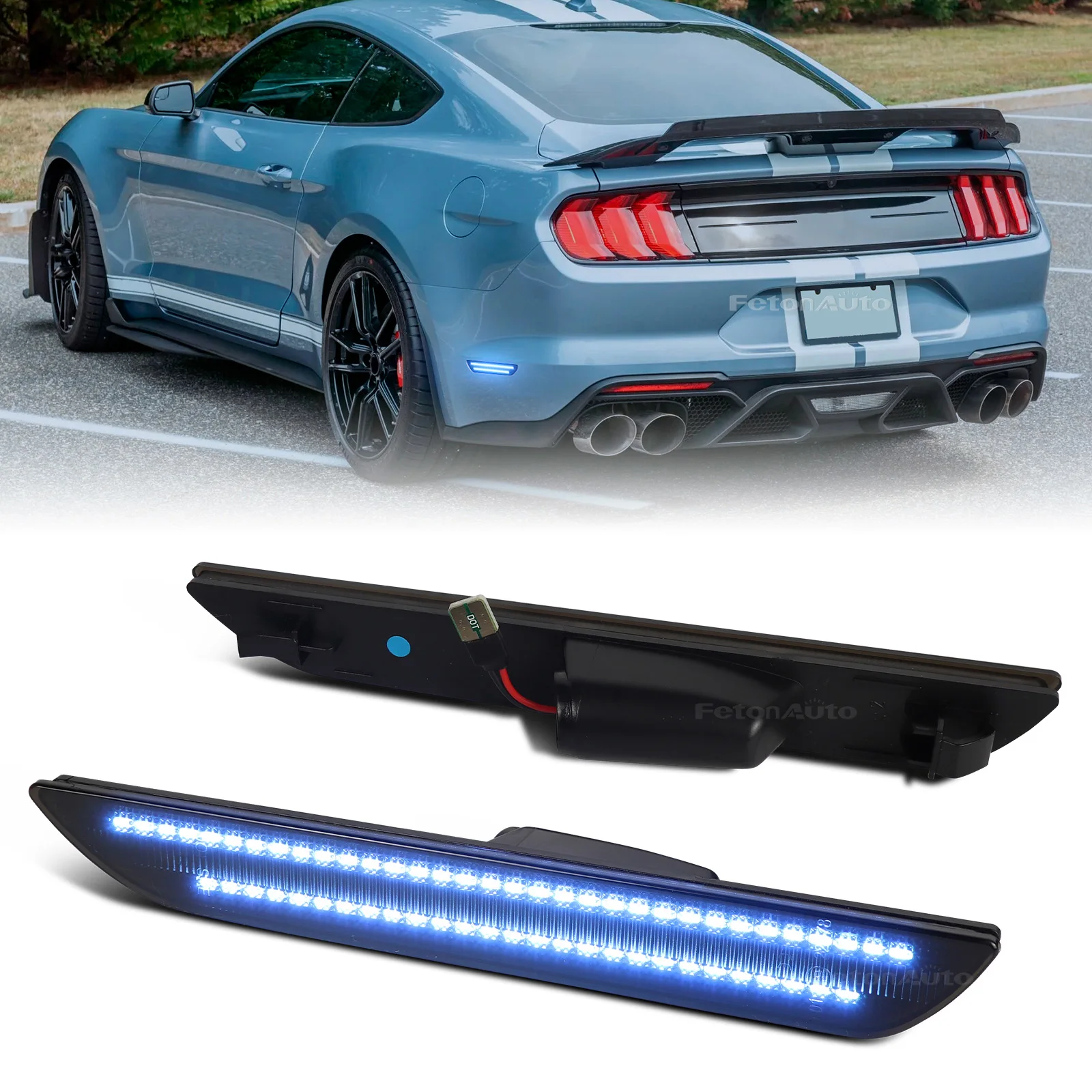 Dynamic Blue Rear Side Marker Light Indicator Car LED Fender Lamp for Ford Mustang 2015 2016 2017 2018 2019 2020 2021 2022 2023