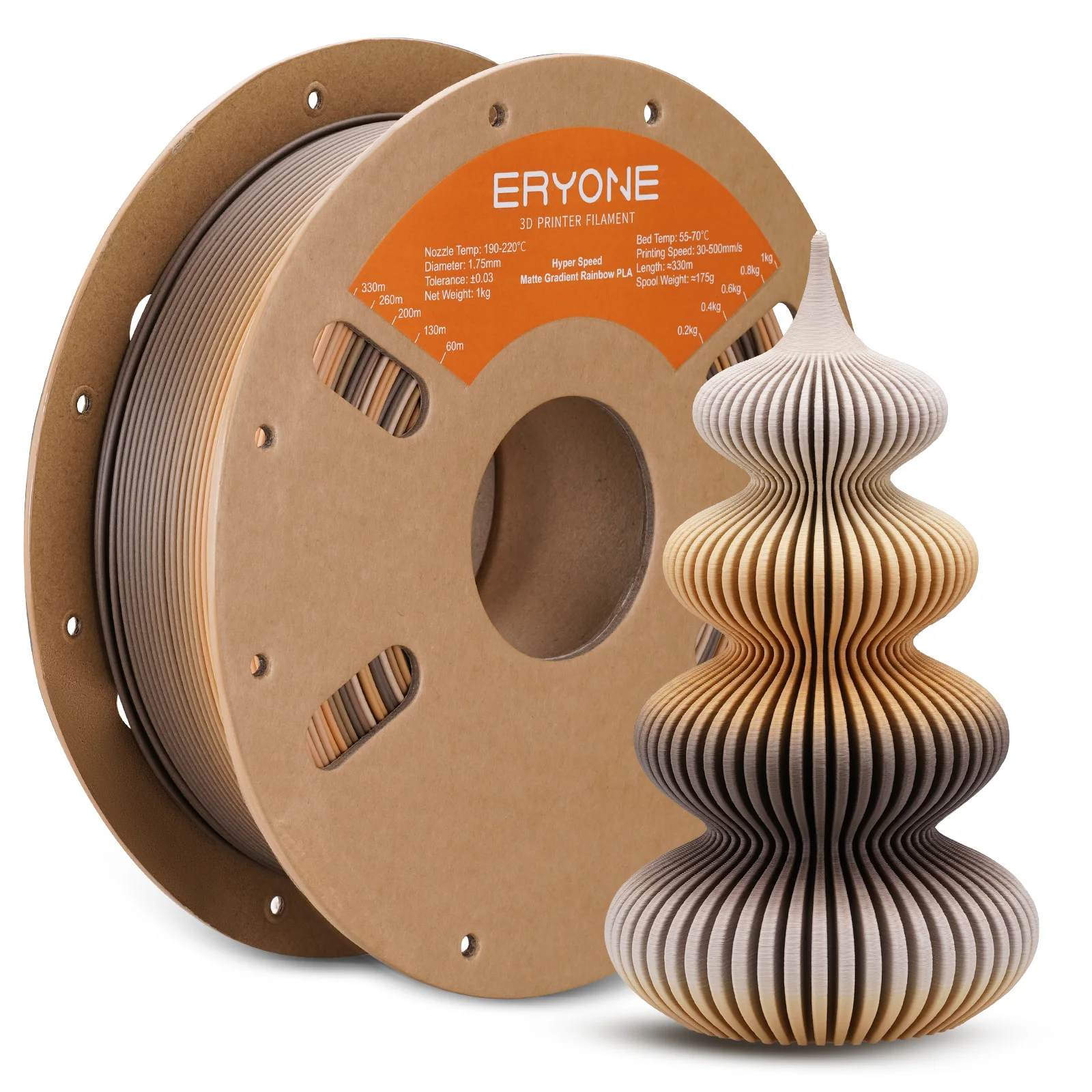 ERYONE 1KG Hyper Speed Matte Gradient Rainbow PLA Filament 1.75mm do druku 3D, Maksymalna prędkość druku…