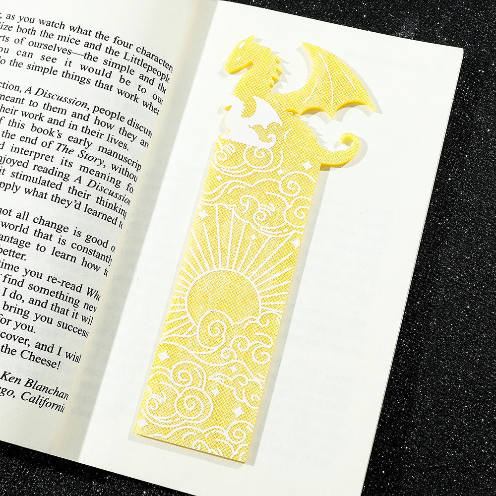 Goth Fourth Wings Dragon Cloud Sun Bookmark for Book Lover Gifts Gold Black Dragon Acrylic Book Mark Reading Supplies Gifts