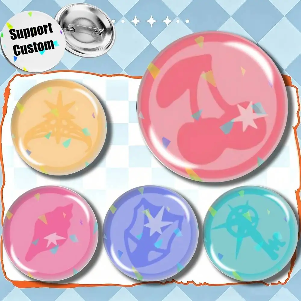 Global Pop Girls K-KATSEYE Customizable Round Brooch Pins, Personalized Badges With Broken Glass Design Fashion Accessory