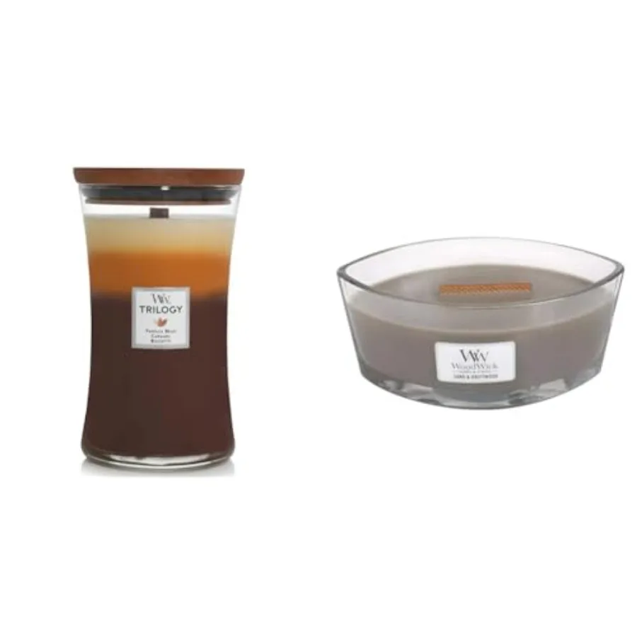 

Large Hourglass Candle Cafe Sweets - Premium Soy Blend Wax Pluswick Innovation Wood Wick and Ellipse Scented Candle Sand and Dr