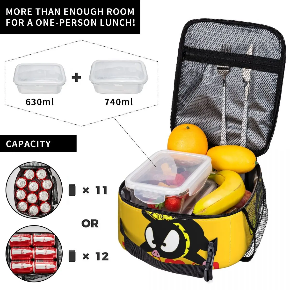 Pchan Ranma 1/2 Insulated Lunch Bag Cooler Bag Reusable Lunch Container High Capacity Tote Lunch Box Food Storage Bags Picnic