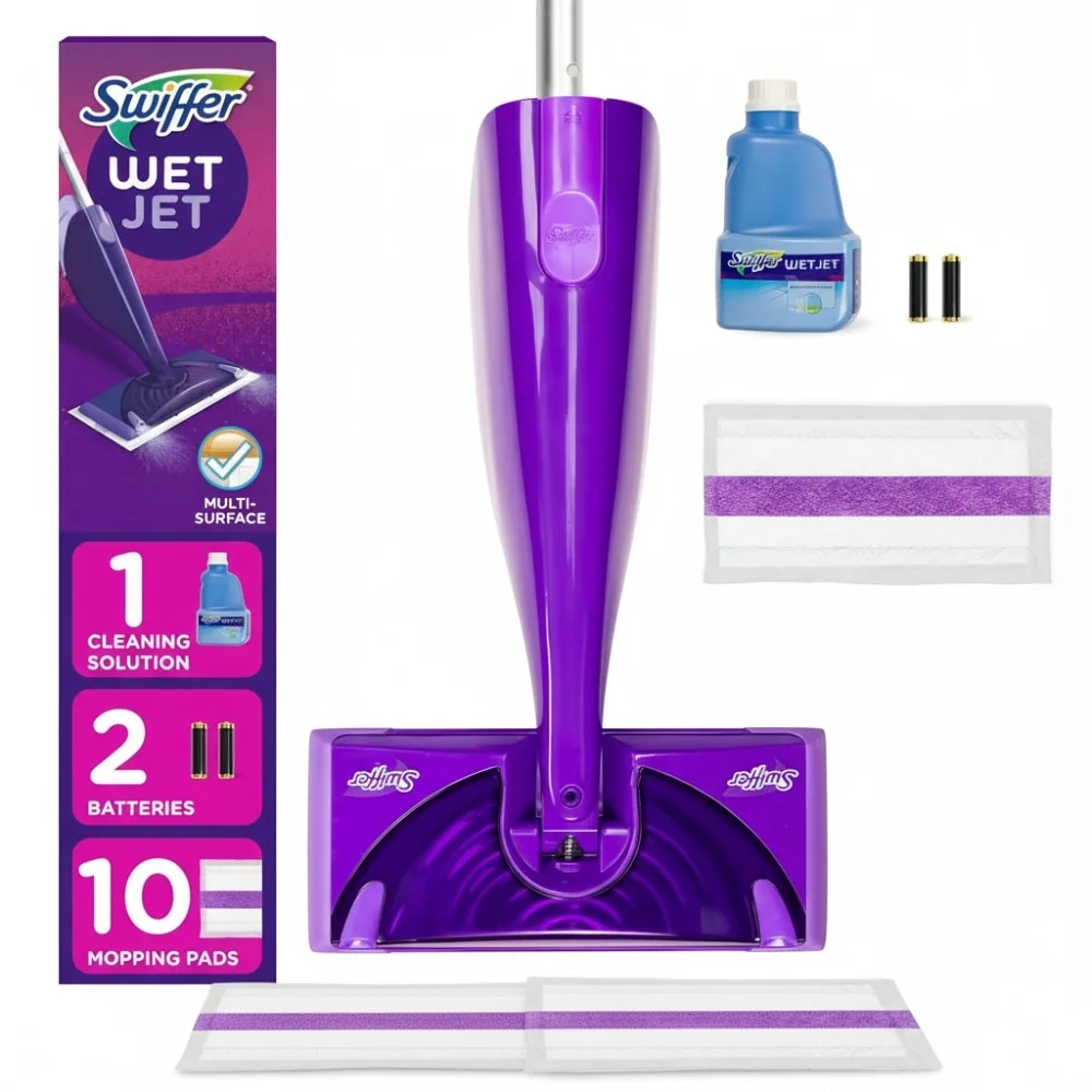 

Smart Spray Mop Kit with 10 Pads & Solution - Effortless Hardwood Floor Cleaning for Busy Homeowners