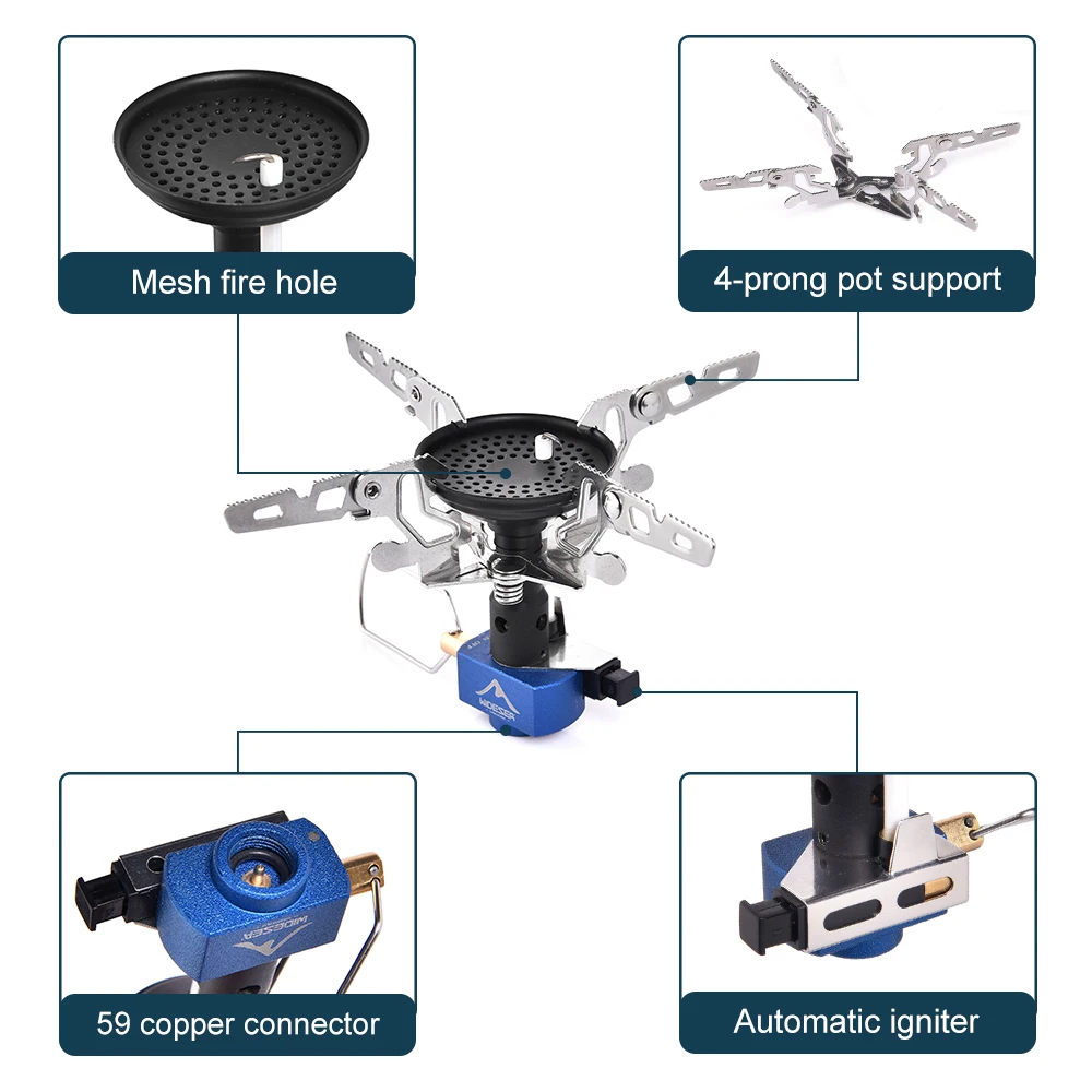 Outdoor Camping Gas Burner Outdoor Stove 3300W with Igniter Camping Equipment Portable Tourist Survival Bushcraft Kitchen - view 4