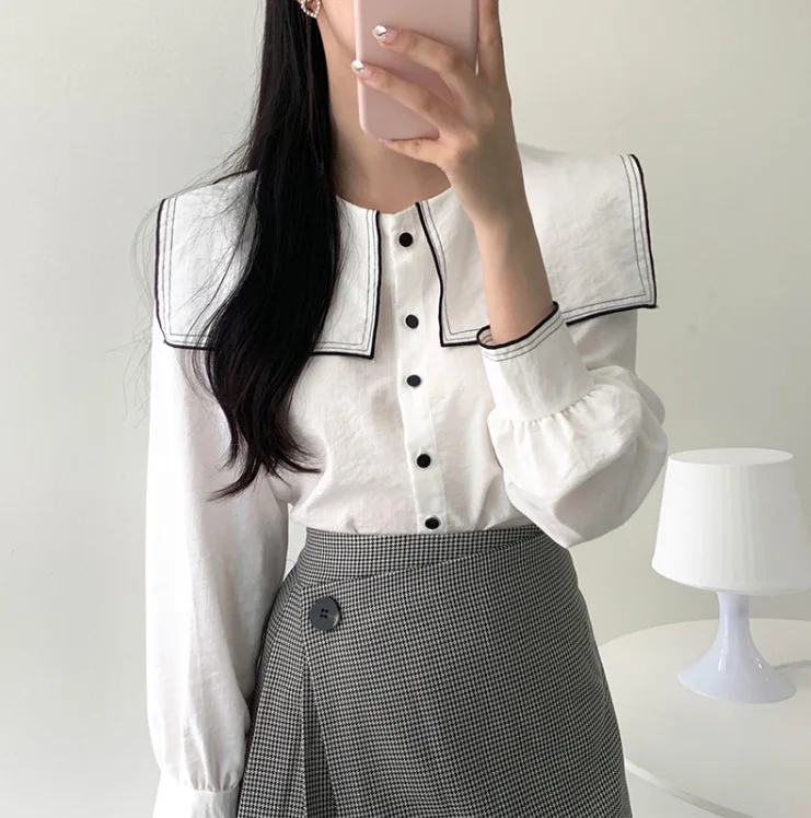 Long Sleeve Button Up Loose Blouse Women Ladies Top Shirt Blusas fall autumn spring blusas cloth y2k korean fashion casual 2024