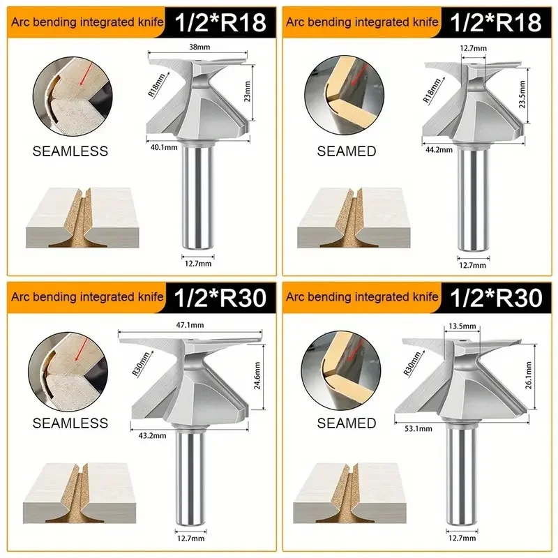 Bogenbiegefräser R18 R30 1/2 Zoll Holzbearbeitungs-Kreisbiege- und Nutwerkzeug für Frästische – Detail 6