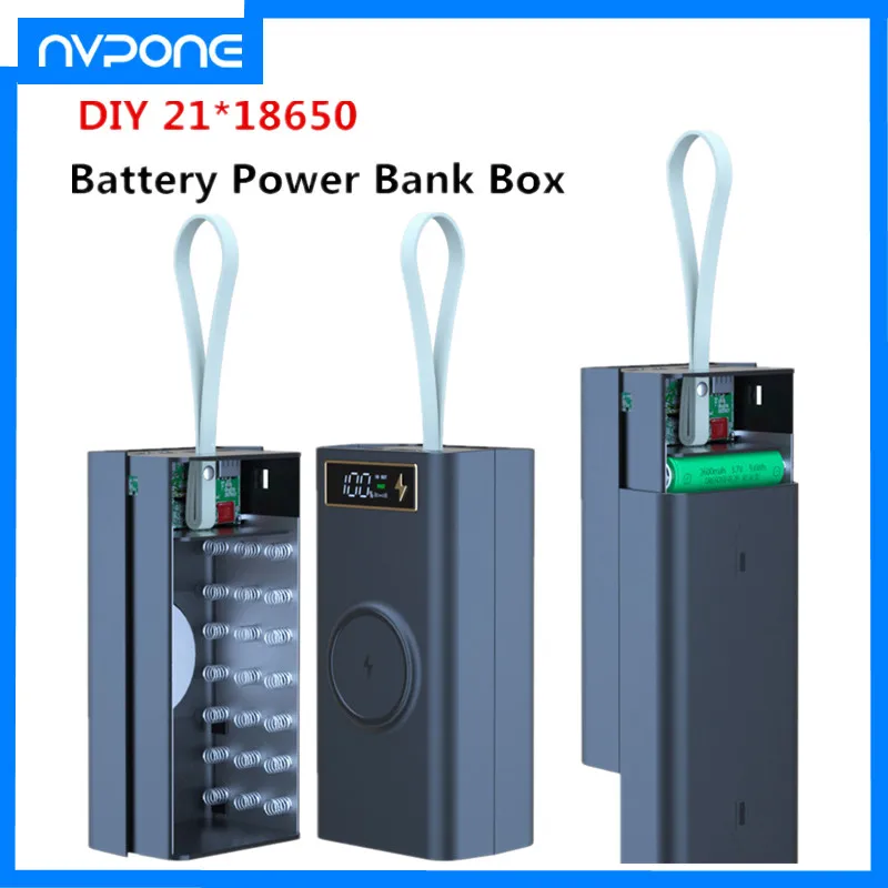 New Welding Free 21*18650 Battery Power Bank Charger Box PD 22.5W Quick Charger Case 18650 Battery Storage Box DIY Charger Case