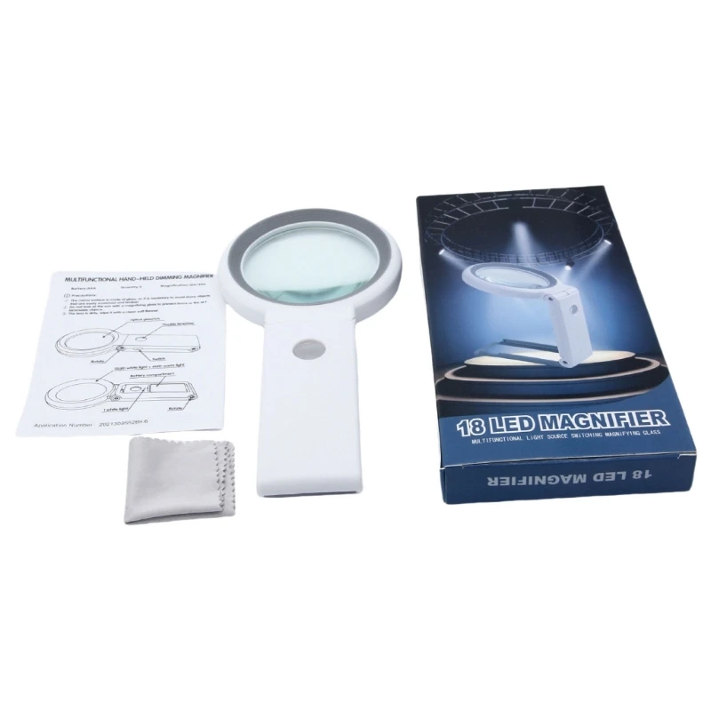 Illumination Magnifier With Light&Stand, 10X 30X High Power, LED Handheld For Detailed Work Jewelry Macular Degeneration