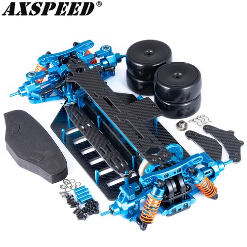 AXSPEED 섀시 프레임 바디 쉘 조립 세트, 금속 및 플라스틱/탄소 섬유, Tamiya TT02 1/10 RC 모델 자동차 업그레이드 부품