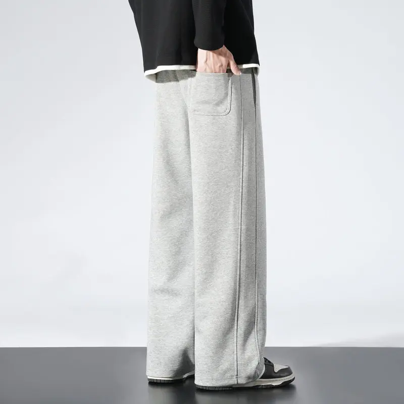 

Мужские спортивные брюки на весну в корейском стиле, с широкими штанинами, на шнурке, прямые, из хлопка, свободные, повседневные