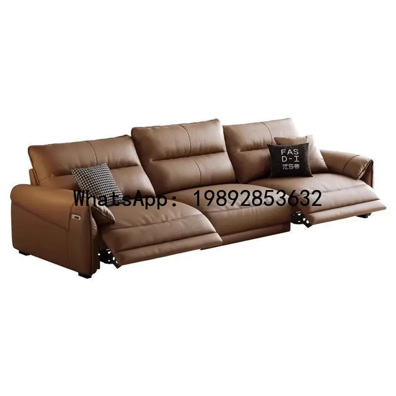 S1  Italian Minimalist Electric Function Genuine Leather Sofa Set Simple First-Class Family Living Room Straight Row