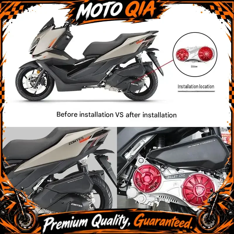 Motorcycle modification: Transmission box cover and chain guard for ZONTES 125X, 150X, 175X, 125V, 150V, and 175V.
