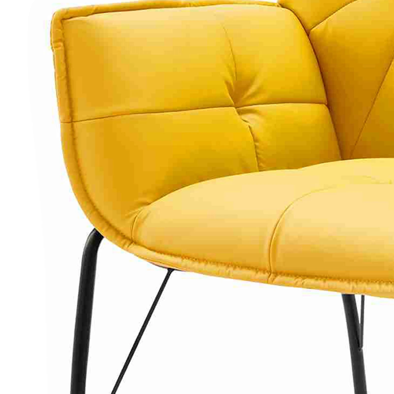Chair Body Hugging Chair Metal Legs Faux  Sponge Filling Modern Chair For Reading Room Relaxing Room Yellow Lounge Accent Chair