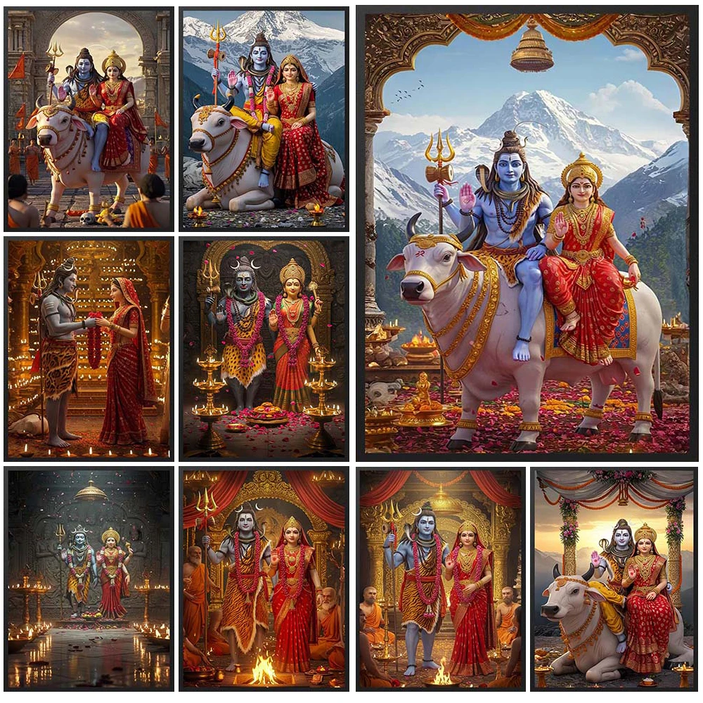 

Goddess Parvati Shiva Hinduism Religion Poster Wall Pictures For Church Room Decor Posters Wall Art Canvas Painting Unframed