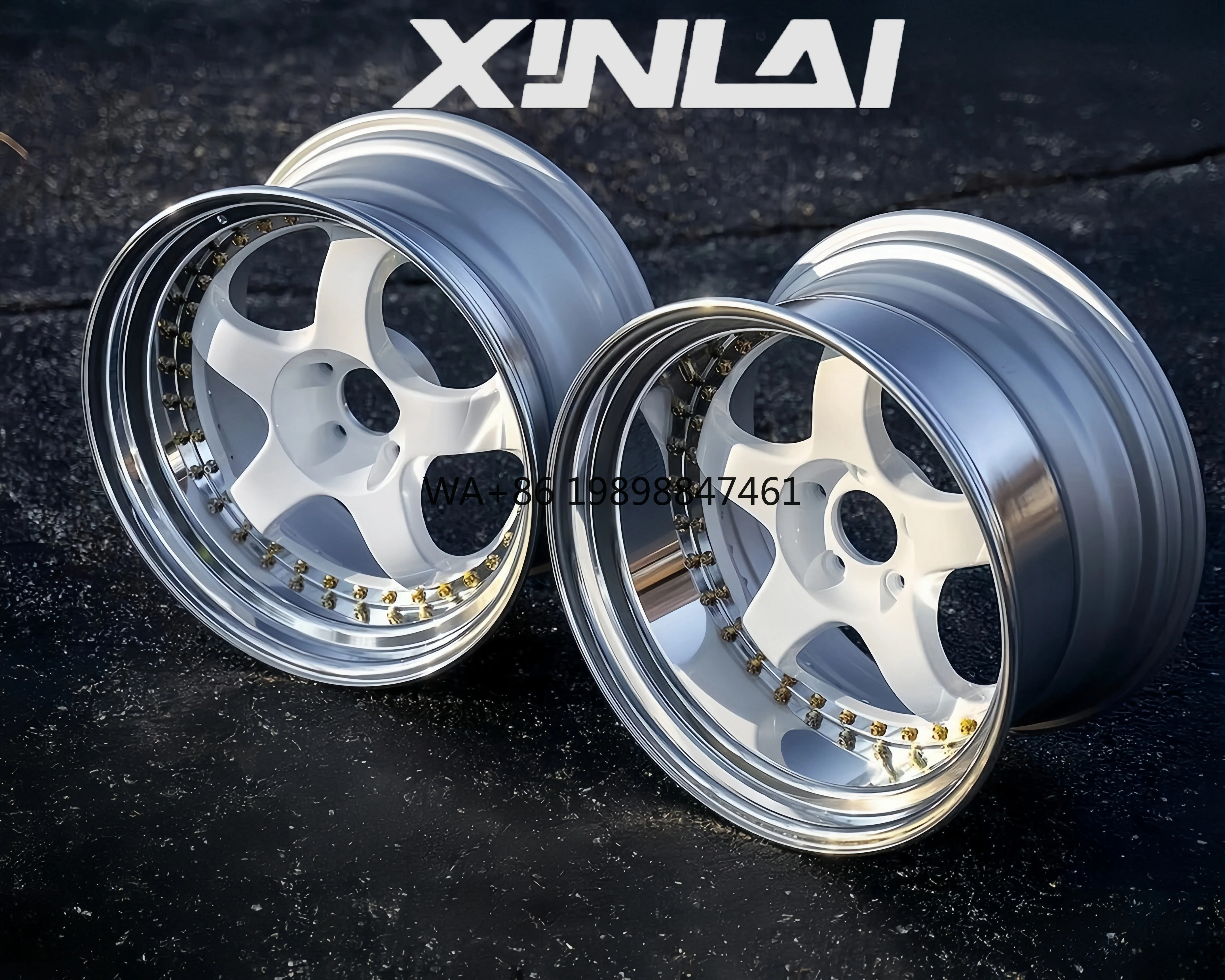 

XINLAI Hot Sale 3 Piece Forged Brushed Polished 5x120 5x112 5x114.3 18 19 20 21 22 Inch Wheel for Racing Car Wheel