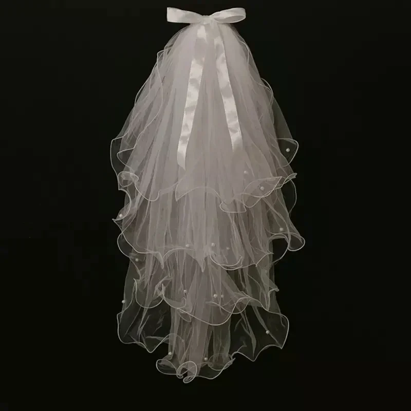 Short Tulle Bridal Veil With Comb Sale Wedding Accessories Mariage 2 Layers White Ivory Cheap Stock Simple for Women